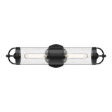 Alora EW461102BKCB LANCASTER 2 HEAD 5" EXTERIOR WALL TEXTURED BLACK CLEAR BUBBLE GLASS E26 60WX2