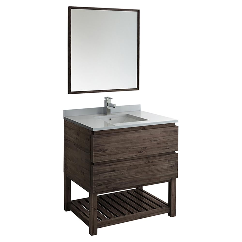 Fresca FVN3136ACA-FS Fresca Formosa 36" Floor Standing Modern Bathroom Vanity w/ Open Bottom & Mirror