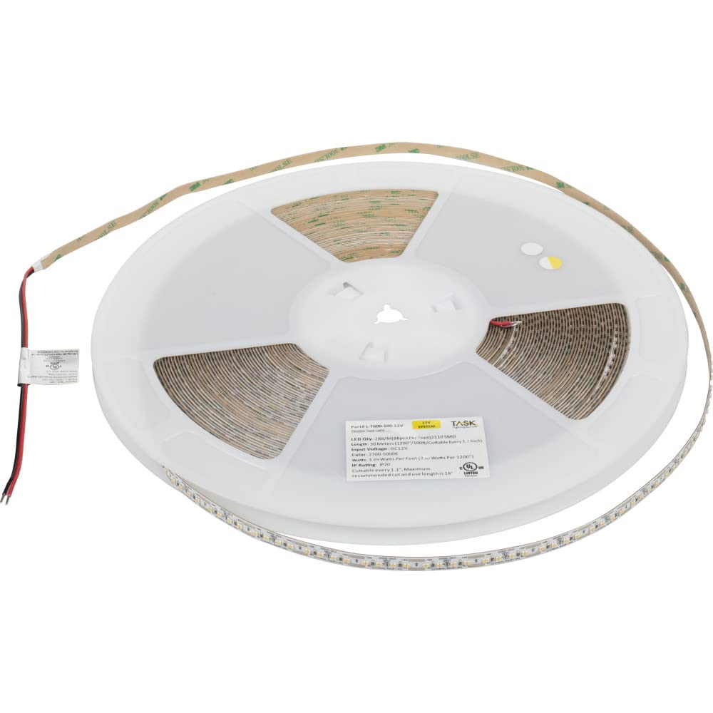 Task Lighting L-T600-100-12V 100 ft 300 Lumens/Ft Tunable-White 12V Tape Light with TandemLED Technology