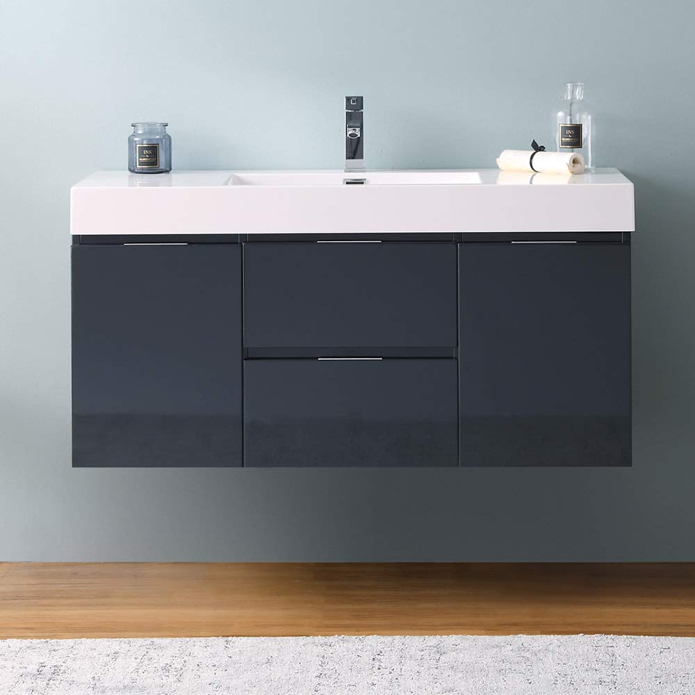 Fresca FCB8348WH-I Fresca Valencia 48" Glossy White Wall Hung Modern Bathroom Vanity