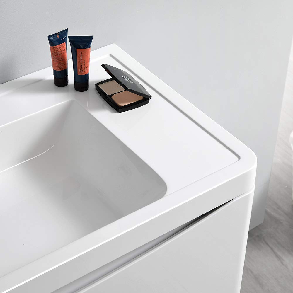 Fresca FCB9036GRG-I Fresca Tuscany 36" Glossy Gray Wall Hung Modern Bathroom Cabinet w/ Integrated Sink