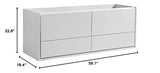 Fresca FCB9260WH-D Fresca Catania 60" Glossy White Wall Hung Double Sink Modern Bathroom Cabinet