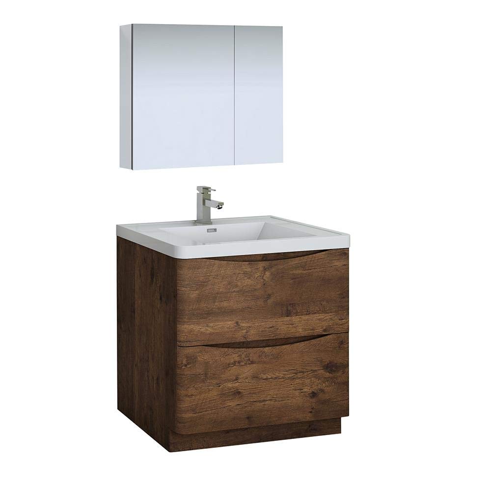 Fresca FVN9132RW Fresca Tuscany 32" Rosewood Free Standing Modern Bathroom Vanity w/ Medicine Cabinet