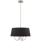 Livex Lighting 51354-91 Belclaire - Four Light Chandelier, Brushed Nickel Finish with Black Fabric Shade