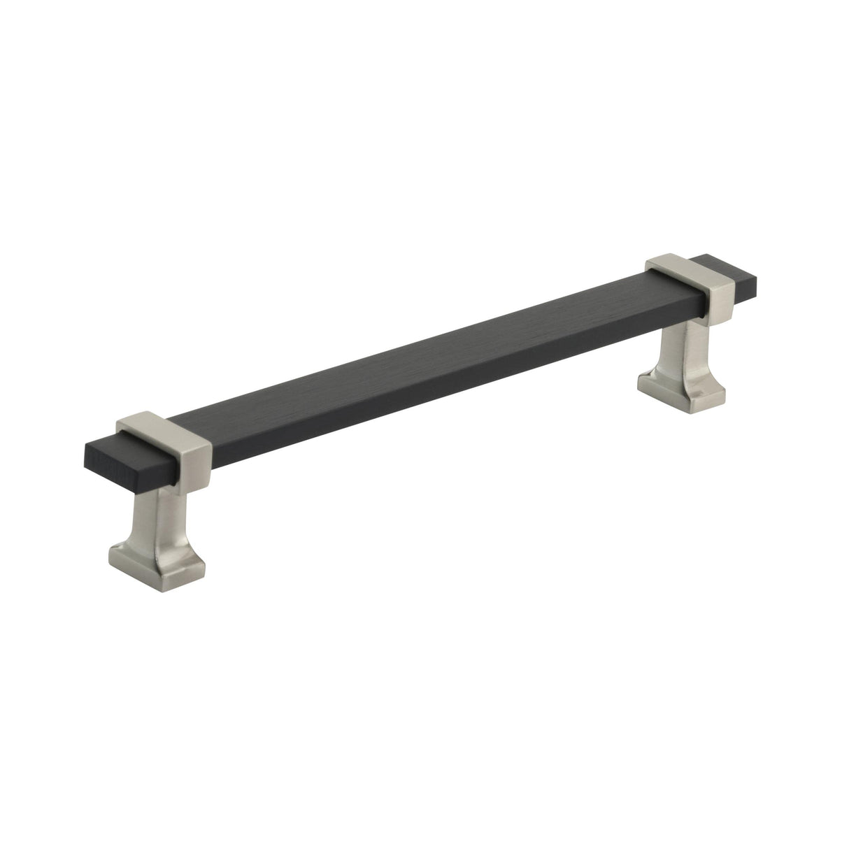 Amerock Cabinet Pull Brushed Matte Black/Satin Nickel 6-5/16 inch (160 mm) Center to Center Overton 1 Pack Drawer Pull Drawer Handle Cabinet Hardware