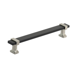 Amerock Cabinet Pull Brushed Matte Black/Satin Nickel 6-5/16 inch (160 mm) Center to Center Overton 1 Pack Drawer Pull Drawer Handle Cabinet Hardware