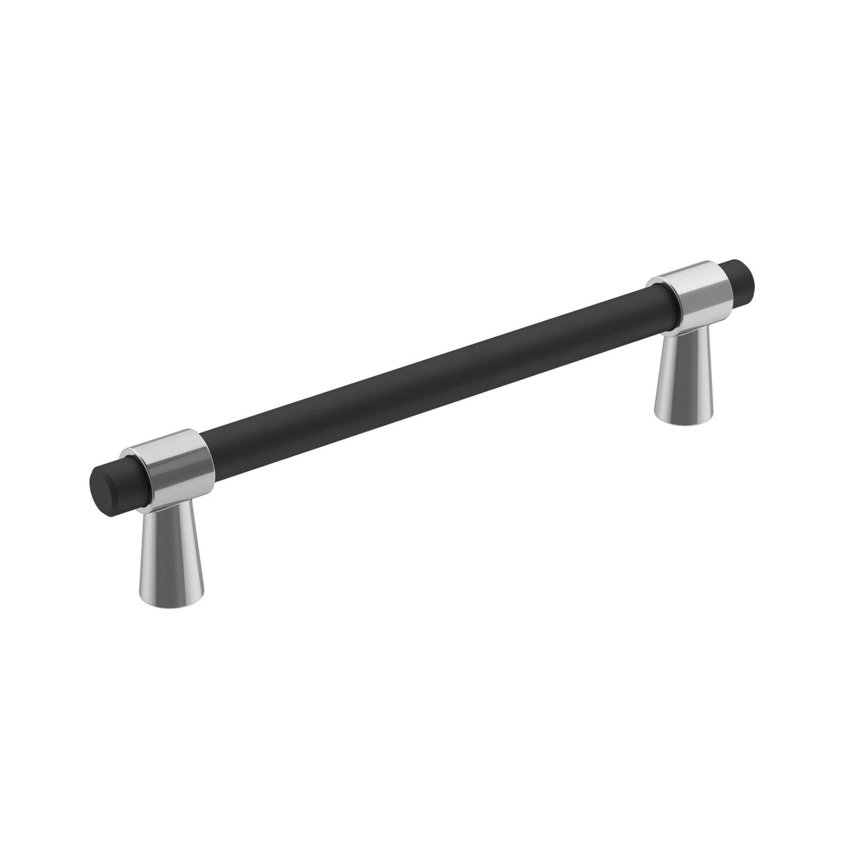 Amerock Cabinet Pull Polished Chrome/Matte Black 5-1/16 inch (128 mm) Center-to-Center Mergence 1 Pack Drawer Pull Cabinet Handle Cabinet Hardware