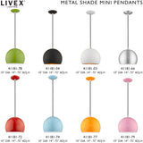 Livex Lighting 41181-77 Metal Shade - 10" One Light Mini Pendant, Shiny Orange Finish with Shiny Orange Metal/Shiny White Shade
