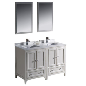 Fresca FVN20-2424AW Fresca Oxford 48" Antique White Traditional Double Sink Bathroom Vanity