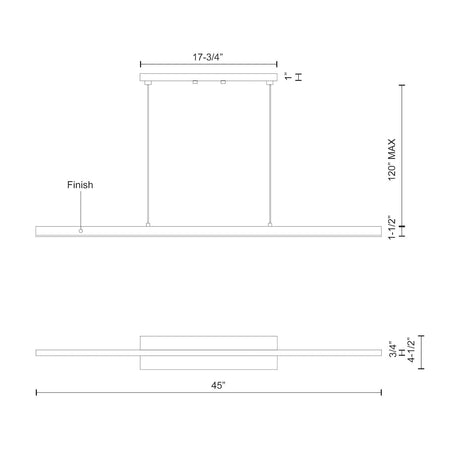 Kuzco LP10345-WH VEGA 45" LP White 120V ELV LED 3000K 90CRI 32W