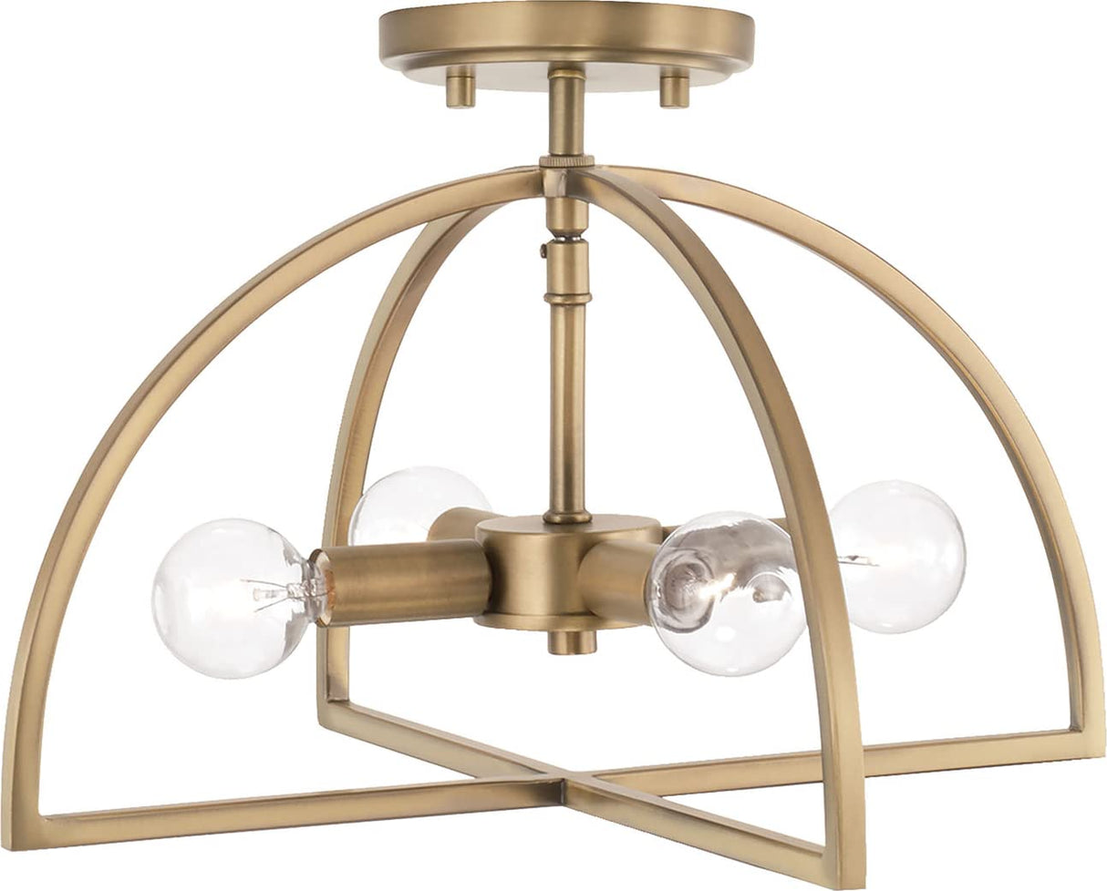 Capital Lighting 248841AD Lawson 4 Light Dual Mount Semi-Flush/Pendant Aged Brass