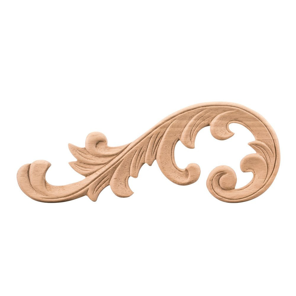 Hardware Resources APL-11-L-MP 10-5/8" W x 1/4" D x 4" H Left Maple Acanthus Appliqué