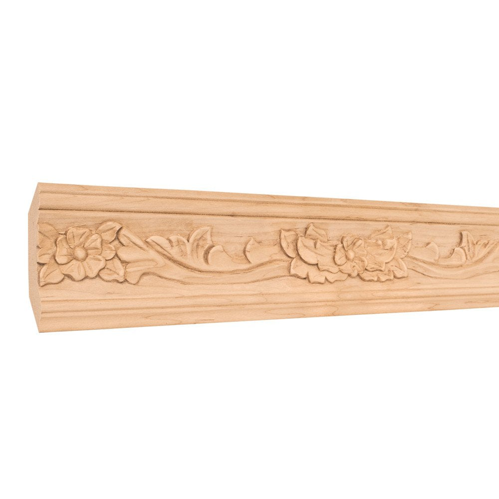 Hardware Resources HCM08CH 1" D x 3-3/4" H Cherry Botanical Hand Carved Crown Moulding