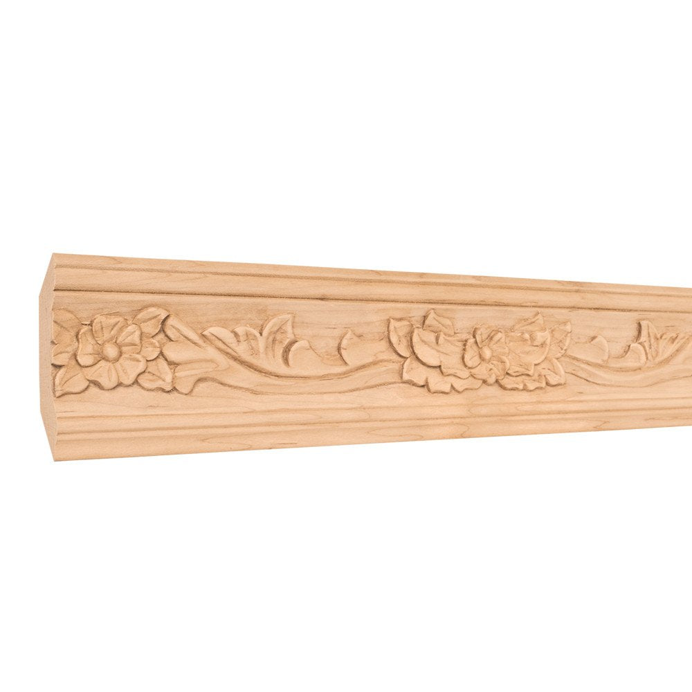 Hardware Resources HCM08MP 1" D x 3-3/4" H Maple Botanical Hand Carved Crown Moulding