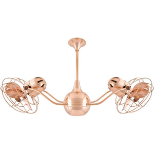 Matthews Fan VB-CP-MTL Vent-Bettina 360° dual headed rotational ceiling fan in polished copper finish with metal blades.