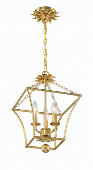 Broche 4 Light Antique Gold Mini Chandelier 516-GA