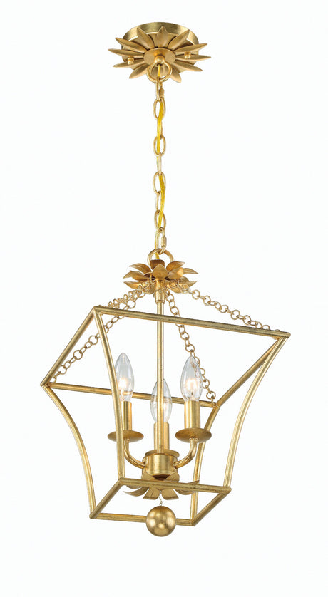 Broche 4 Light Antique Gold Mini Chandelier 516-GA