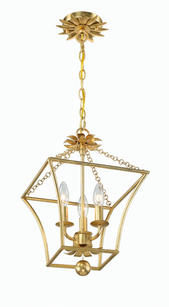 Broche 4 Light Antique Gold Mini Chandelier 516-GA