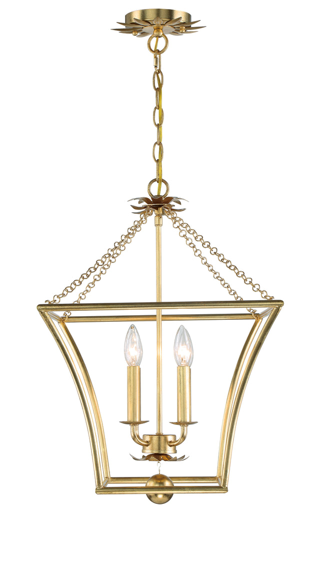 Broche 4 Light Antique Gold Mini Chandelier 516-GA