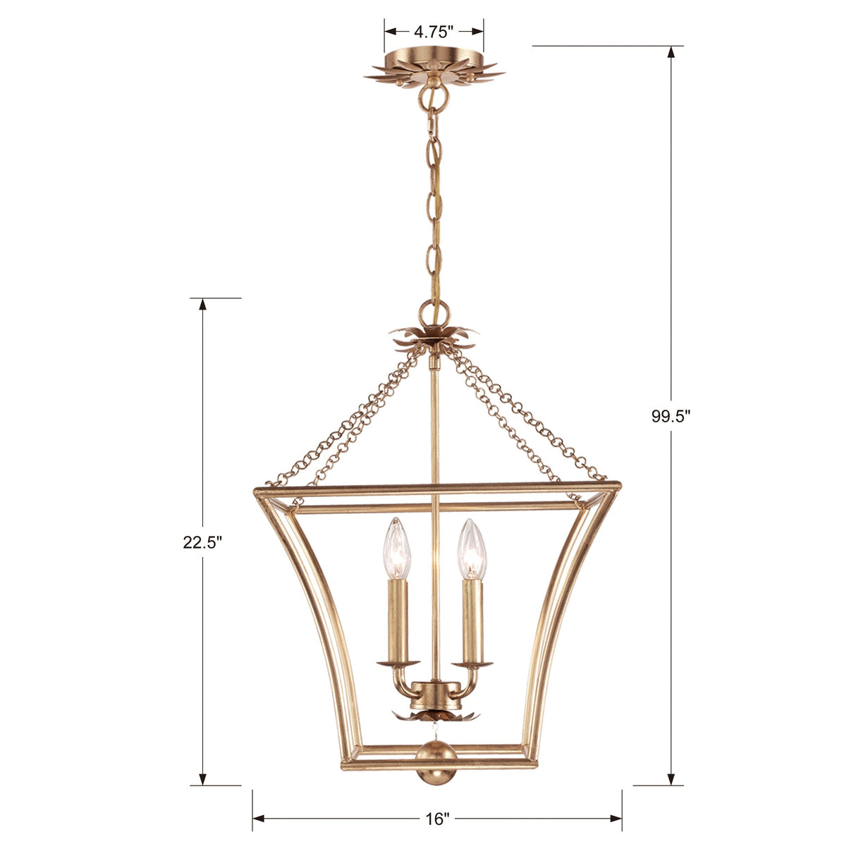 Broche 4 Light Antique Gold Mini Chandelier 516-GA