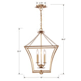 Broche 4 Light Antique Gold Mini Chandelier 516-GA