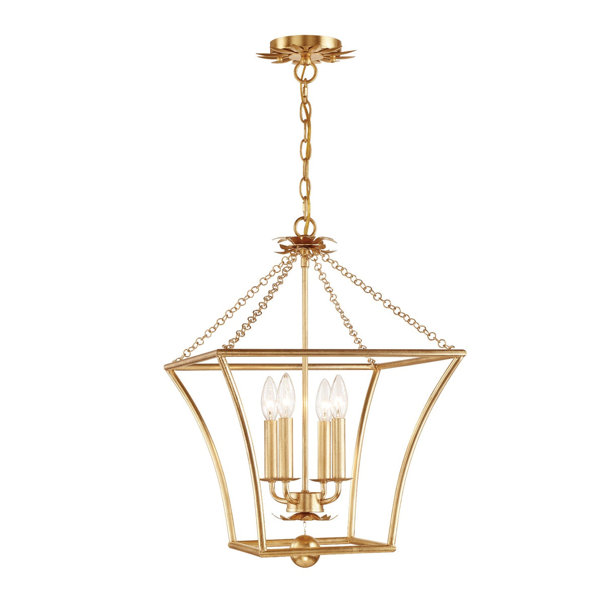 Broche 4 Light Antique Gold Mini Chandelier 516-GA