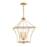 Broche 4 Light Antique Gold Mini Chandelier 516-GA