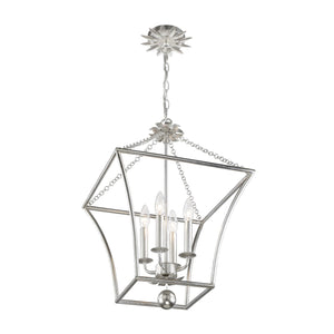 Broche 4 Light Antique Silver Mini Chandelier 516-SA