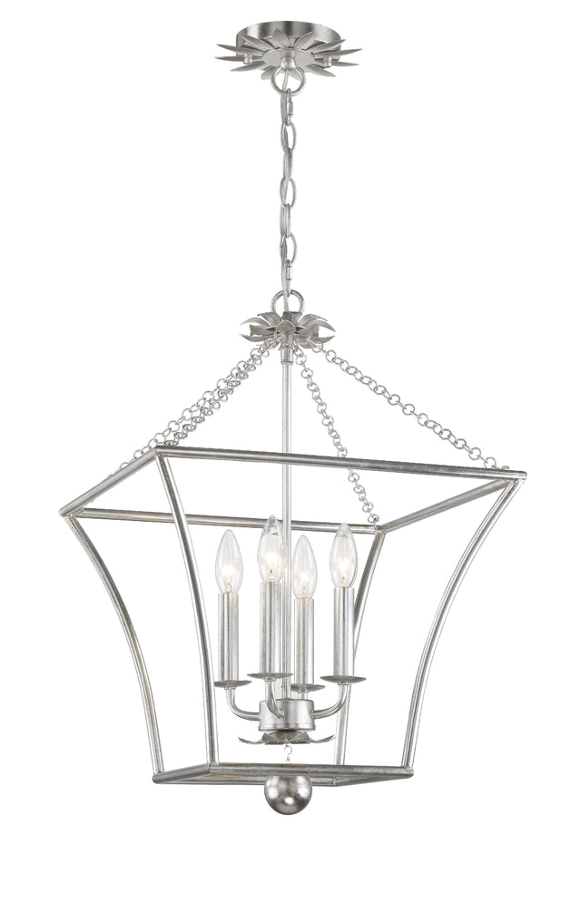 Broche 4 Light Antique Silver Mini Chandelier 516-SA