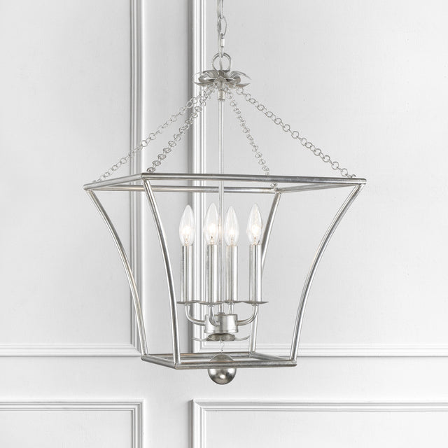 Broche 4 Light Antique Silver Mini Chandelier 516-SA