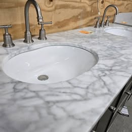 60" Black Double Bowl Vanity with Marble Top and Brushed Nickel Faucets
