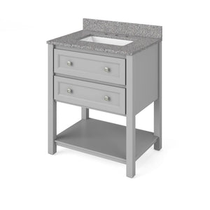 Jeffrey Alexander VKITADL30GRBOR 30" Grey Adler Vanity, Boulder Cultured Marble Vanity Top, undermount rectangle bowl