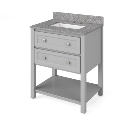 Jeffrey Alexander VKITADL30GRBOR 30" Grey Adler Vanity, Boulder Cultured Marble Vanity Top, undermount rectangle bowl
