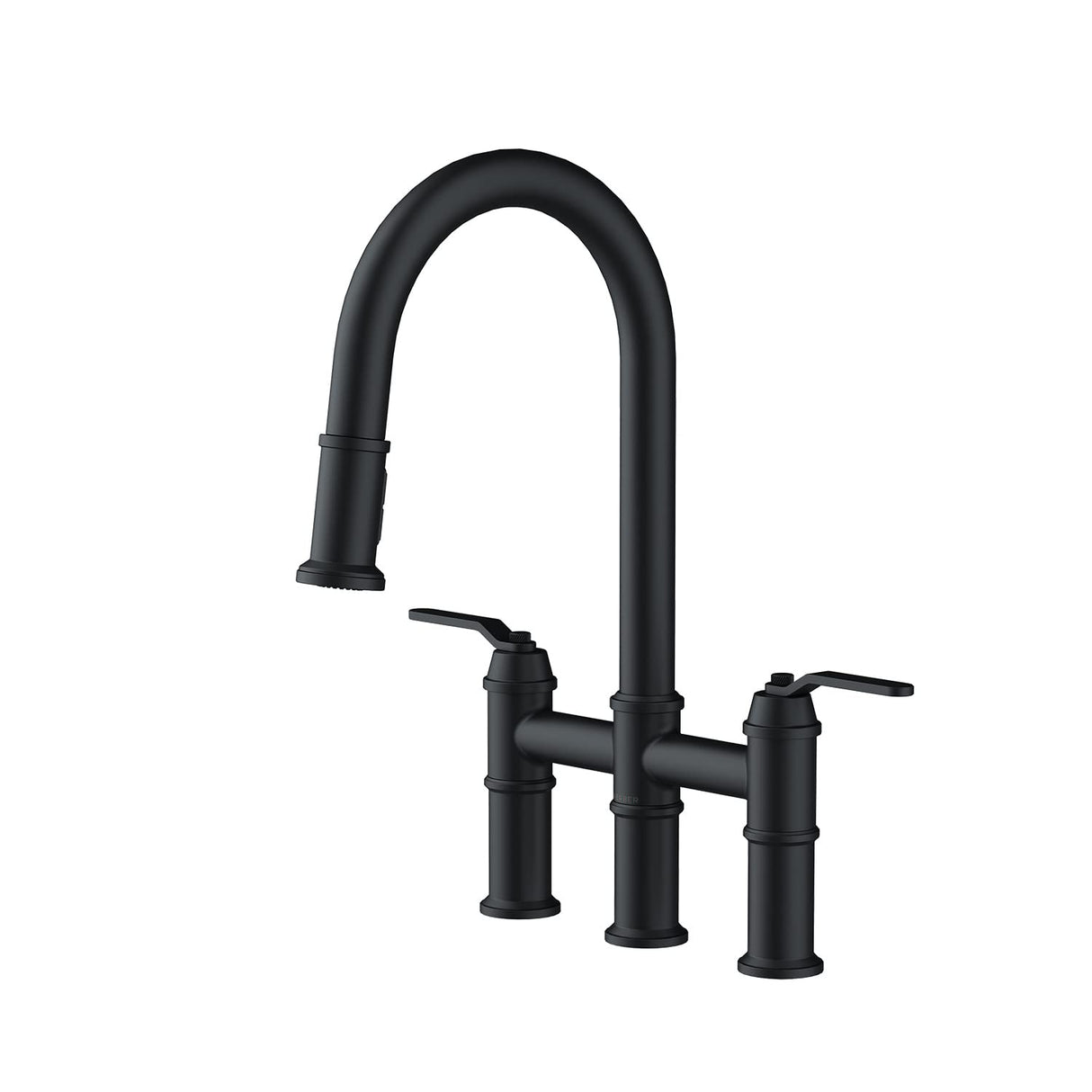 Gerber D434437BS Kinzie Two Handle Pull-down Bridge Faucet - Satin Black