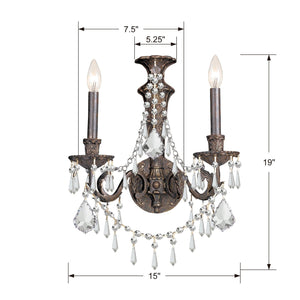 Vanderbilt 2 Light Hand Cut Crystal English Bronze Sconce 5162-EB-CL-MWP