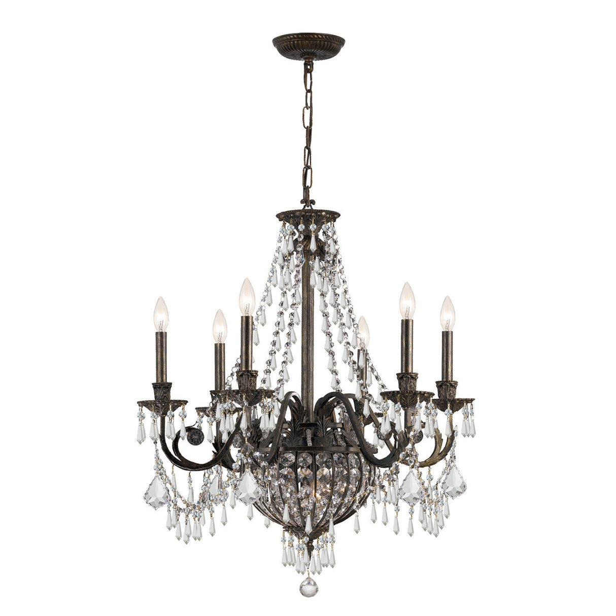 Vanderbilt 6 Light Hand Cut Crystal English Bronze Chandelier 5166-EB-CL-MWP