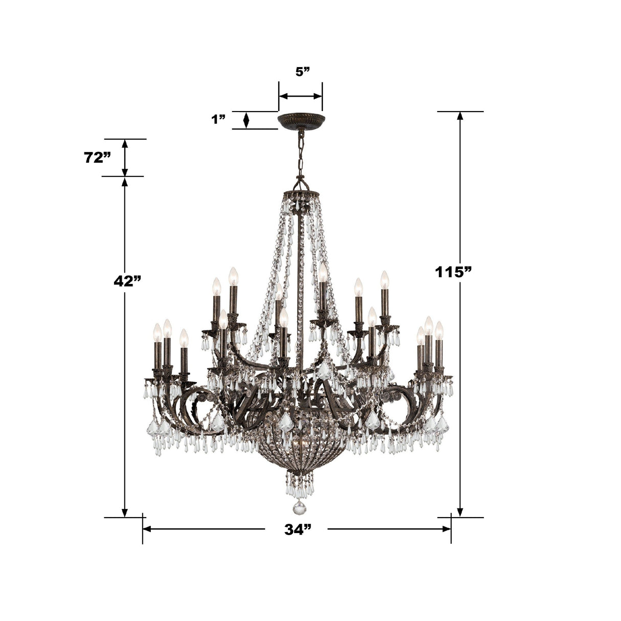 Vanderbilt 23 Light Hand Cut Crystal English Bronze Chandelier 5169-EB-CL-MWP