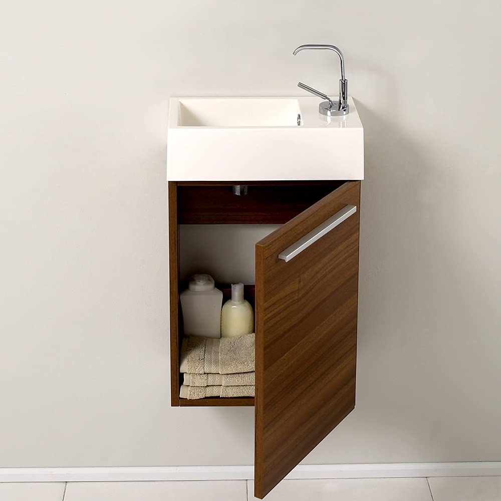 Fresca FCB8002GO-I Fresca Pulito 16" Small Gray Oak Modern Bathroom Vanity w/ Integrated Sink