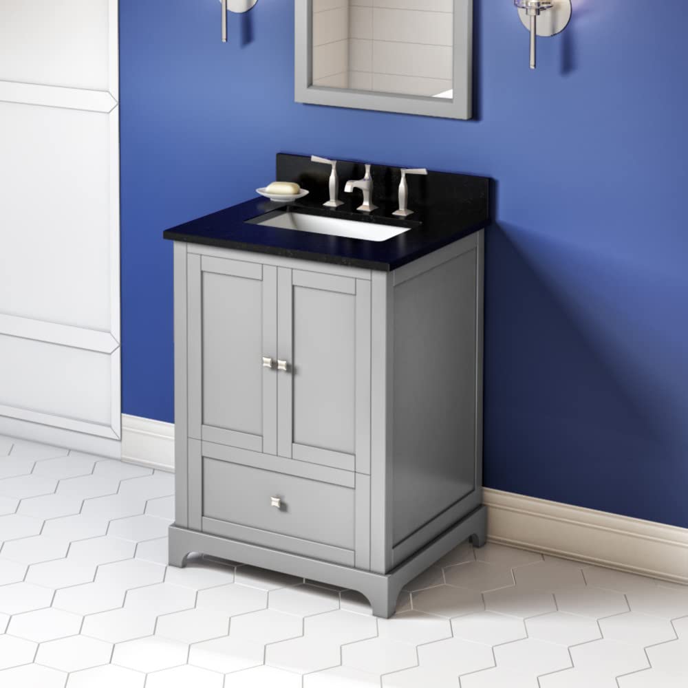 Jeffrey Alexander VKITADD24GRBGR 24" Grey Addington Vanity, Black Granite Vanity Top, undermount rectangle bowl