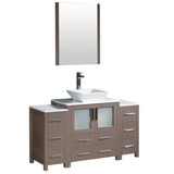 Fresca FVN62-123012GO-VSL Fresca Torino 54" Gray Oak Modern Bathroom Vanity w/ 2 Side Cabinets & Vessel Sink