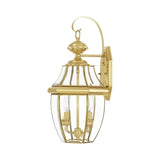 Livex Lighting 2251-02 Monterey 2 Light Outdoor Polished Brass Finish Solid Brass Wall Lantern with Clear Beveled Glass, 20.25" x 10.5" x 10"