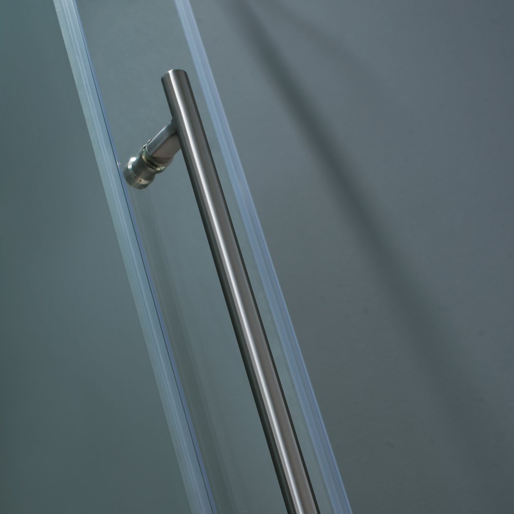 VIGO Adjustable 52 - 56 in. W x 74 in. H Frameless Sliding Rectangle Shower Door with Clear Tempered Glass and Stainless Steel Hardware in Chrome Finish with Reversible Handle - VG6041CHCL5674