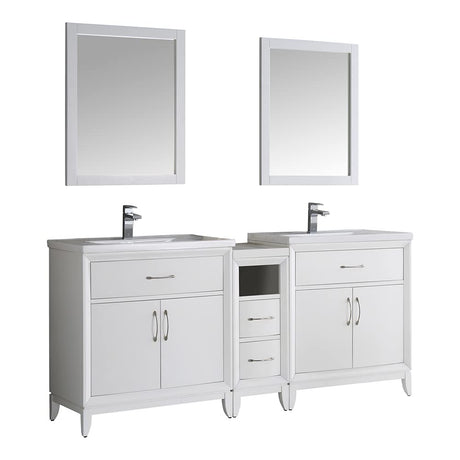 Fresca FVN21-301230AC Fresca Cambridge 72" Antique Coffee Double Sink Traditional Bathroom Vanity w/ Mirrors