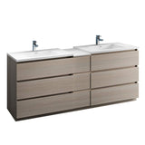 Fresca FCB93-361236MGO-D-I Fresca Lazzaro 84" Gray Wood Free Standing Double Sink Modern Bathroom Cabinet w/ Integrated Sinks