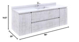 Fresca FCB31-123612RWH Fresca Formosa 59" Wall Hung Single Sink Modern Bathroom Cabinet in Rustic White