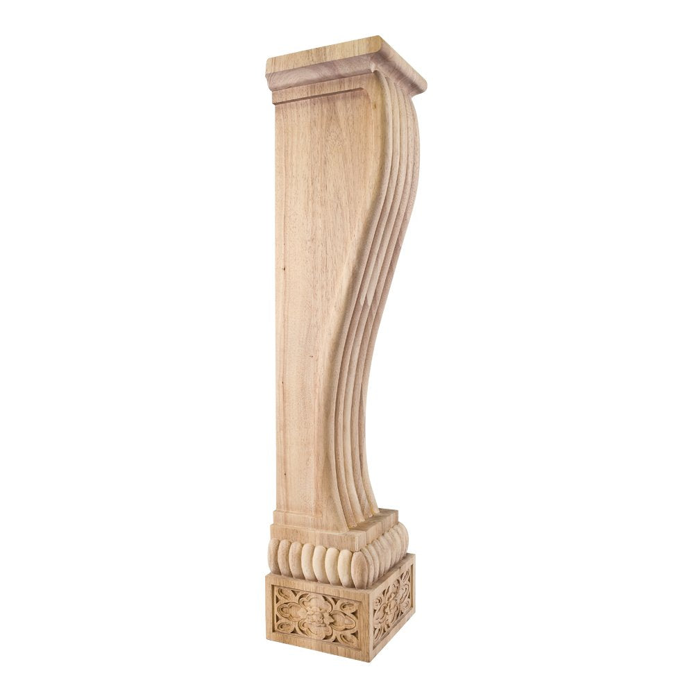 Hardware Resources FCOR6-RW 8" W x 8" D x 36" H Rubberwood Baroque Fireplace Corbel