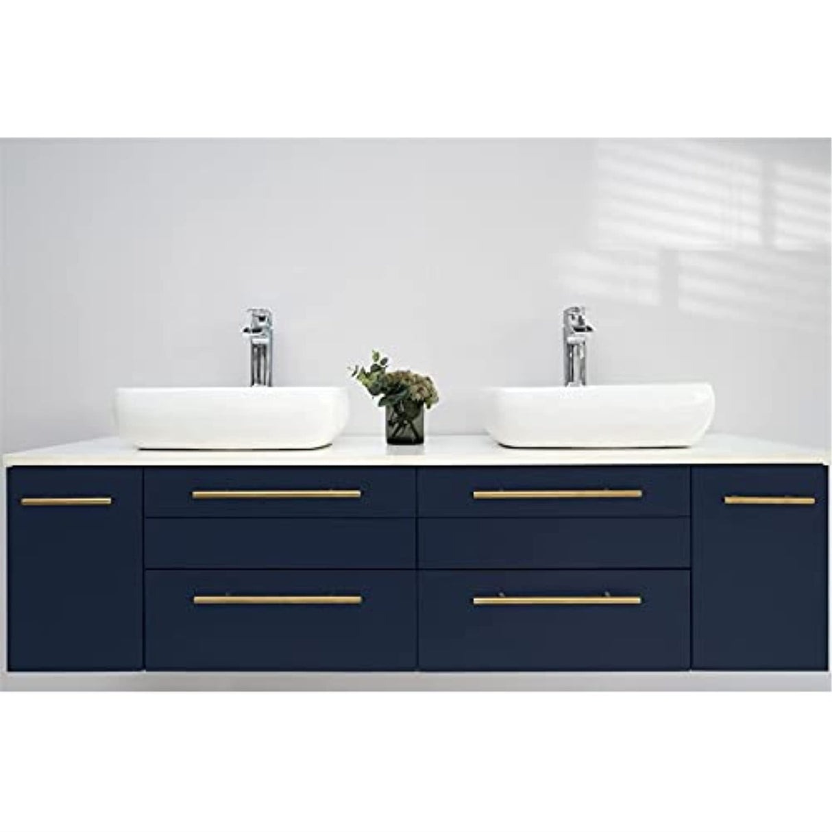 Fresca FCB6160RBL-VSL-D-CWH-V Fresca Lucera 60" Royal Blue Wall Hung Modern Bathroom Cabinet w/ Top & Double Vessel Sinks