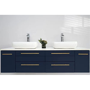 Fresca FCB6160RBL-VSL-D-CWH-V Fresca Lucera 60" Royal Blue Wall Hung Modern Bathroom Cabinet w/ Top & Double Vessel Sinks