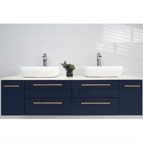 Fresca FCB6160RBL-VSL-D-CWH-V Fresca Lucera 60" Royal Blue Wall Hung Modern Bathroom Cabinet w/ Top & Double Vessel Sinks
