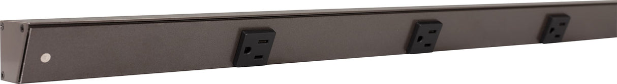 Task Lighting APT60-7B-P-BZ 60" APT Series Slim Angle Power Strip, Bronze Finish, Black Receptacles